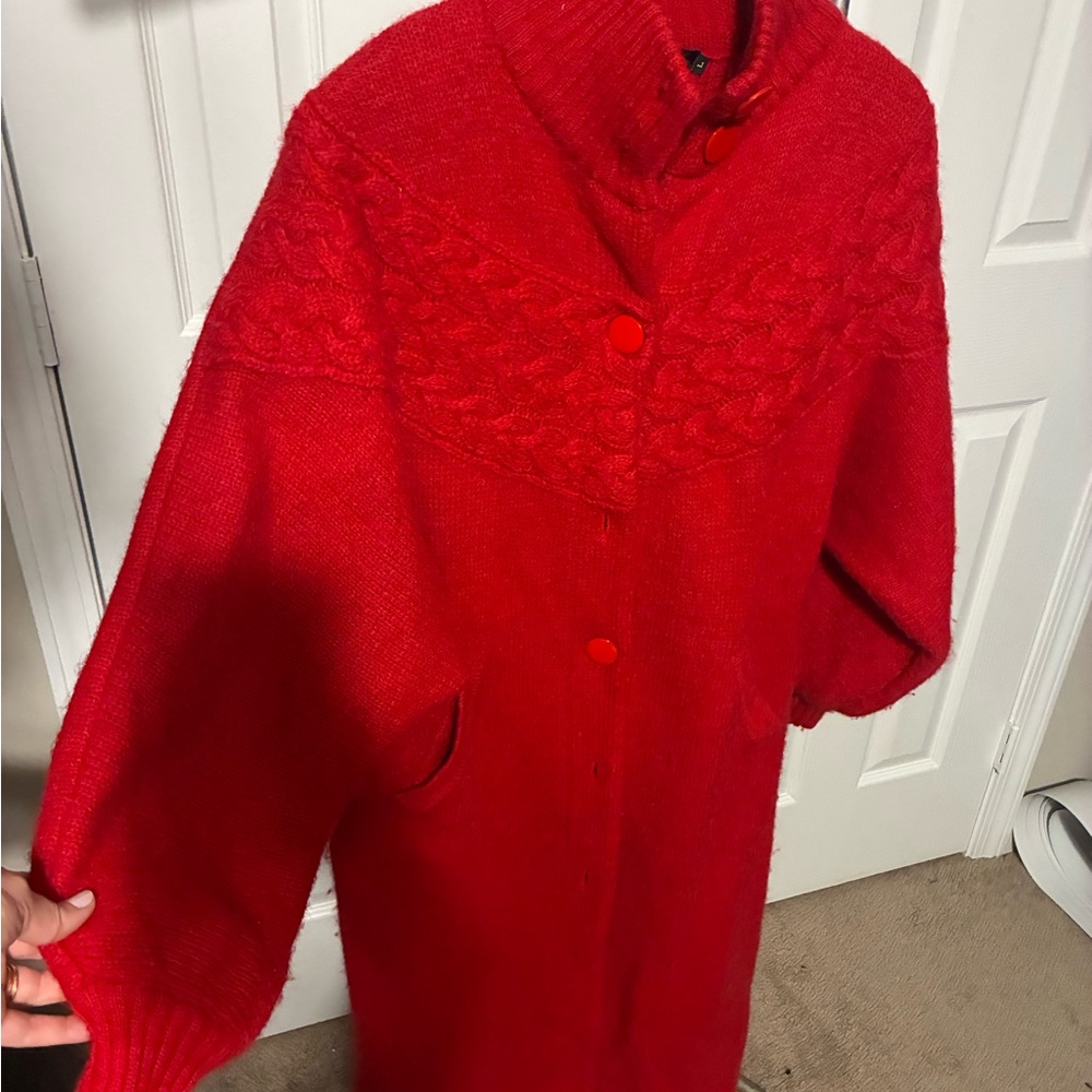 Cozy Red Cable Knit Sweater